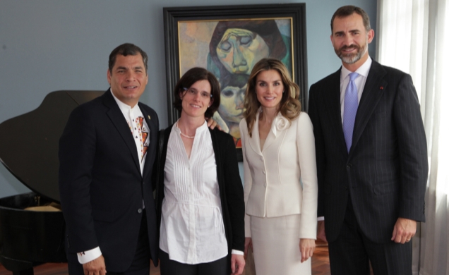 Viaje Oficial a la República de Ecuador. Los Príncipes de Asturias junto al presidente de Ecuador y su esposa momentos antes del almuerzo